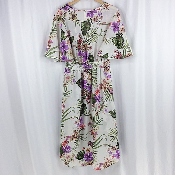 Haute Project Los Angeles Tropical Floral Long Duster Cardigan Jacket Top - Picture 2 of 9